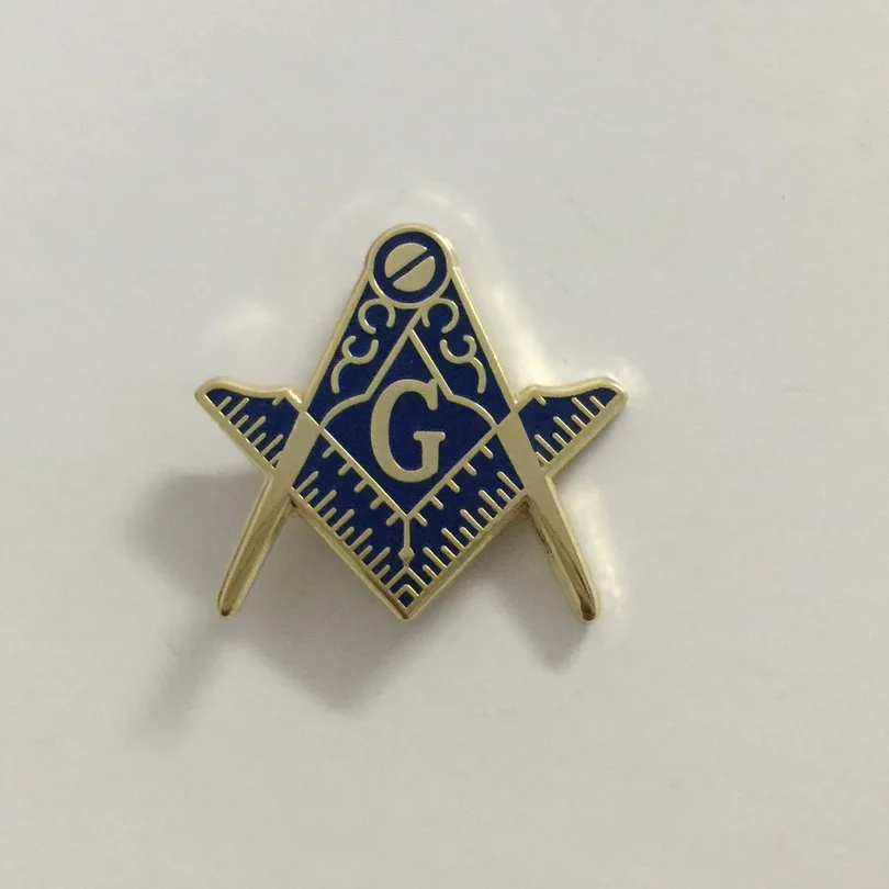 

100pcs Custom Pins Badge Freemason Lapel Pin Free Masons Brooches Blue Lodge Metal Craft Masonic Square and Compass with G