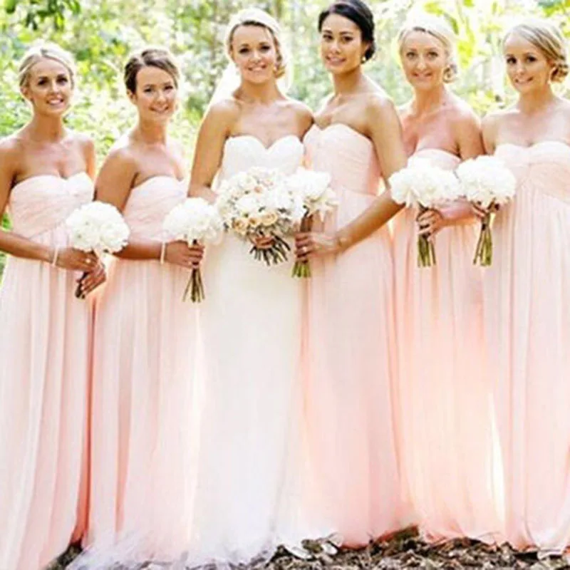 

Sexy Sweetheart A-line Bridesmaid Dresses Pleats Chiffon Long Prom Dress