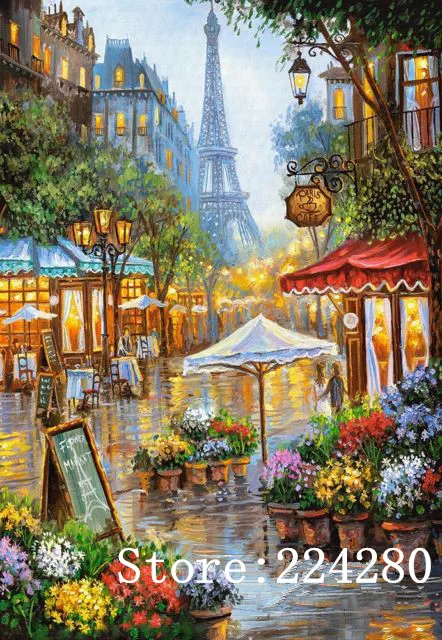 

Paris Street Scenery Flower Shop Needlework Crafts 14ct Unprinted Handmade Embroidery Counted Cross Stitch Kits Set DIY Home