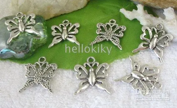 420PCS Tibetan silver butterfly charms A9153