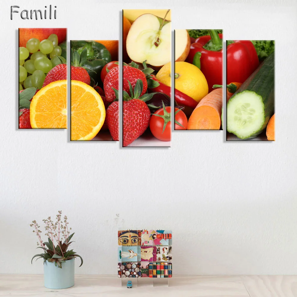 

Modular pictures 5 Panels paintings for the kitchen fruit wall decor modern canvas art wall picture for living room descora