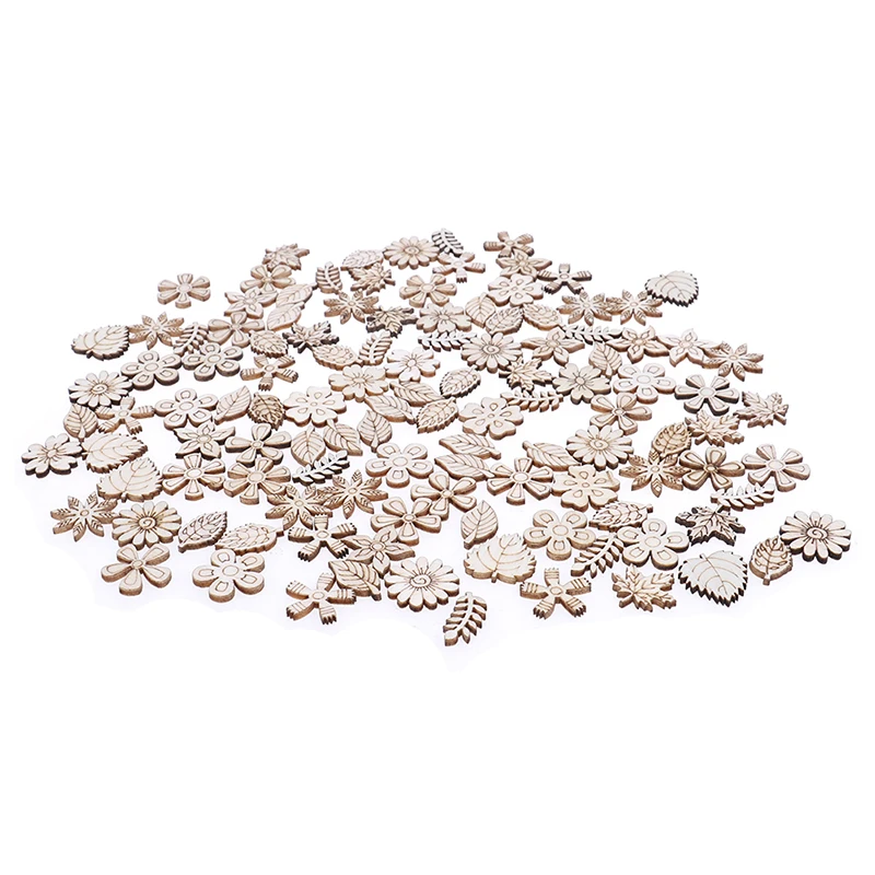 Vendita calda 100pcs di Legno di Figura Del Mestiere Decorazione di Cerimonia Nuziale del Taglio del Laser di Legno Fiori e foglie Abbellimento