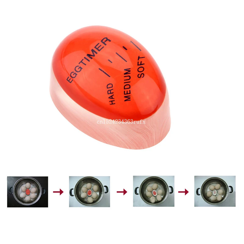 

50pcs Egg Times Color Changing Timer Yummy Soft Hard Boiled Eggs Cooking Kitchen Eco-Friendly Resin Egg Timer Red Timer Tools