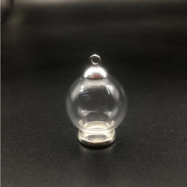 1set 20*12mm hollow glass globe with setting base beads cap set orb glass vials pendant glass bottle jewelry pendant 13 styles