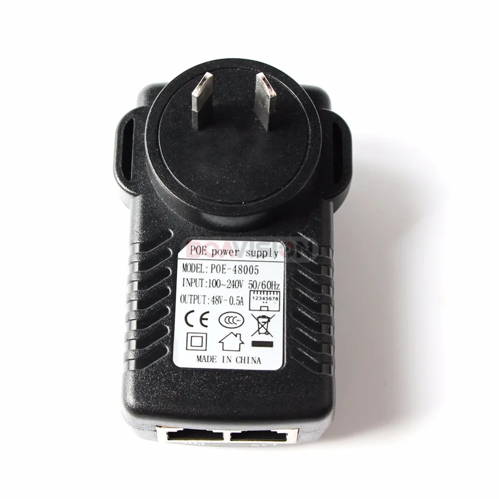 Adaptateur d'alimentation pour vidéosurveillance, 48V, 0,5a, POE, Ethernet, 15.4W, broches 4/5(+),7/8(-), Compatible avec pour caméra IP