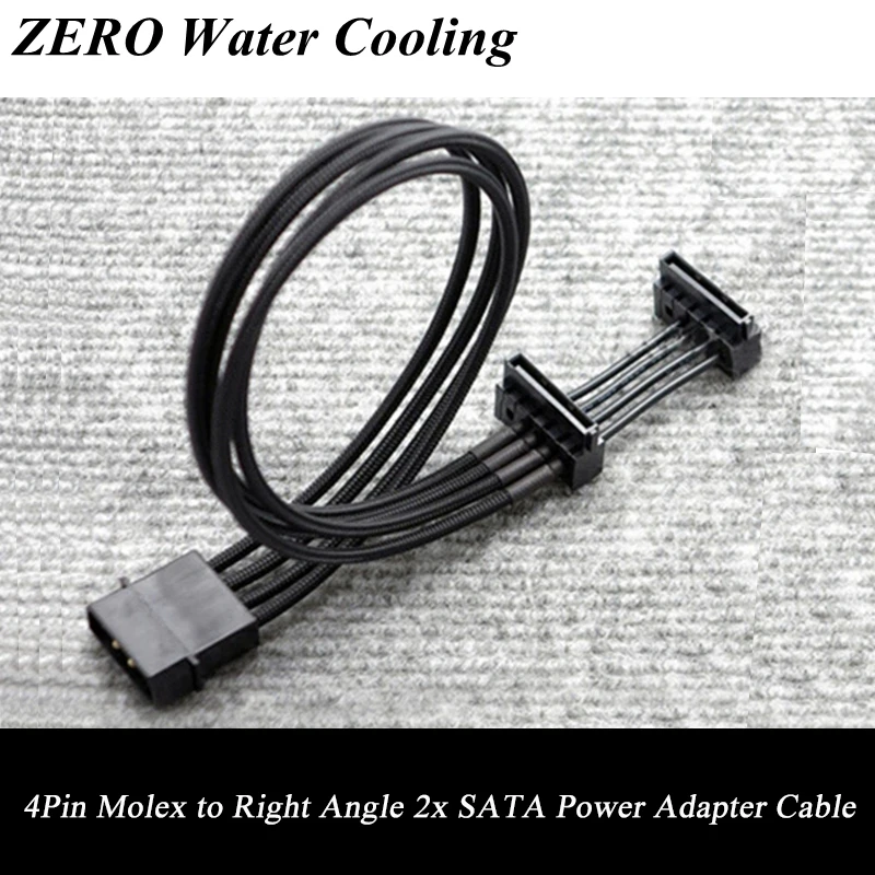 1 Stuks 35Cm Zwart Mouw 4pin Molex Haaks 2x Sata Power Adapter Kabel