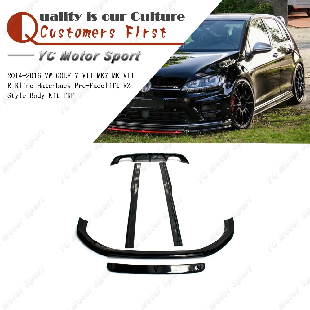 FRP Fiber Glass Body Kit Fit For 14-16 GOLF 7 VII MK7 MK VII R Rline HB Pre-Facelift RZ Style Front Lip Side Skirt Rear Diffuser