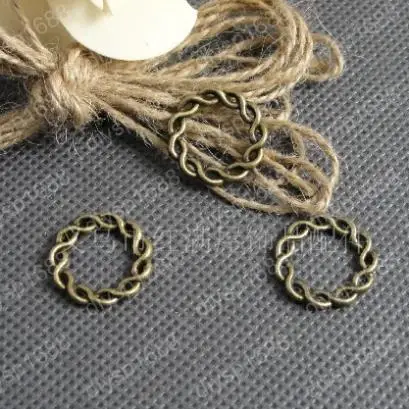 

100 pcs/lot Zinc alloy bead Antique Bronze Plated 15MM Twisted ring Charms Pendants Fit Jewelry Making DIY JJA1911