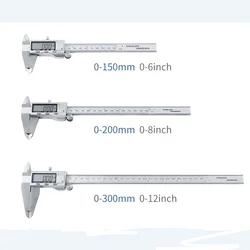 12 Inch LCD Digital Metal Vernier Caliper 0-300mm Stainless Steel Ruler 0.01mm Precision Electronic Inside Micrometer Gauge Tool