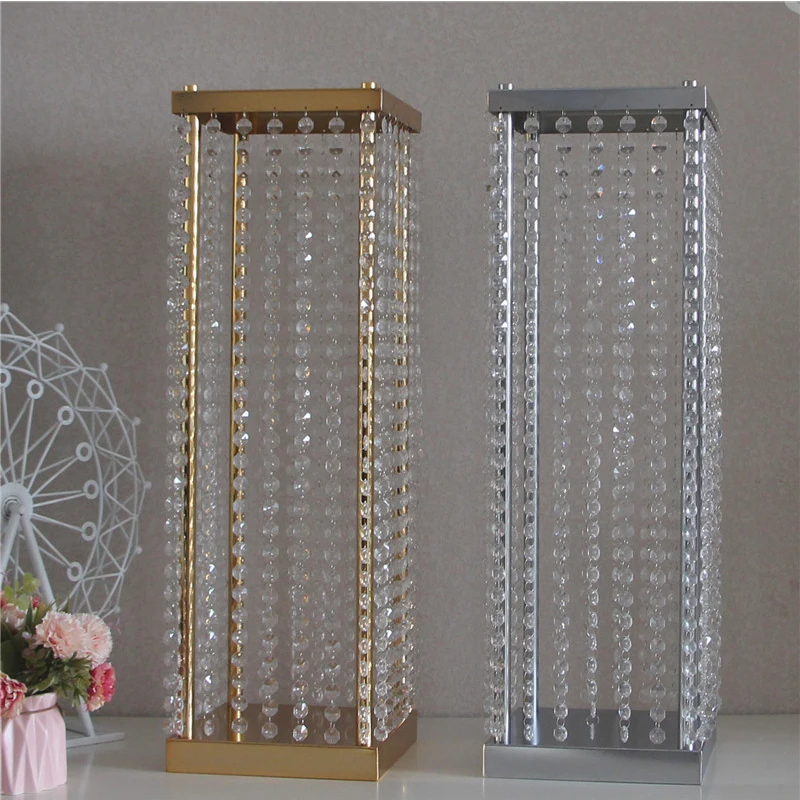 Wedding arch mariage home decor metal stand gold silver centerpiece road square bead flower stand backdrop stand  decoration