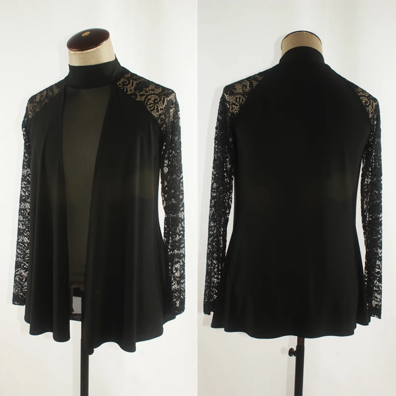 Lace Man Latin Dance Tops Long Sleeve Tango Rumba Cha Cha Samba Professional Performance Shirt Dancing Practice Clothes DNV10358