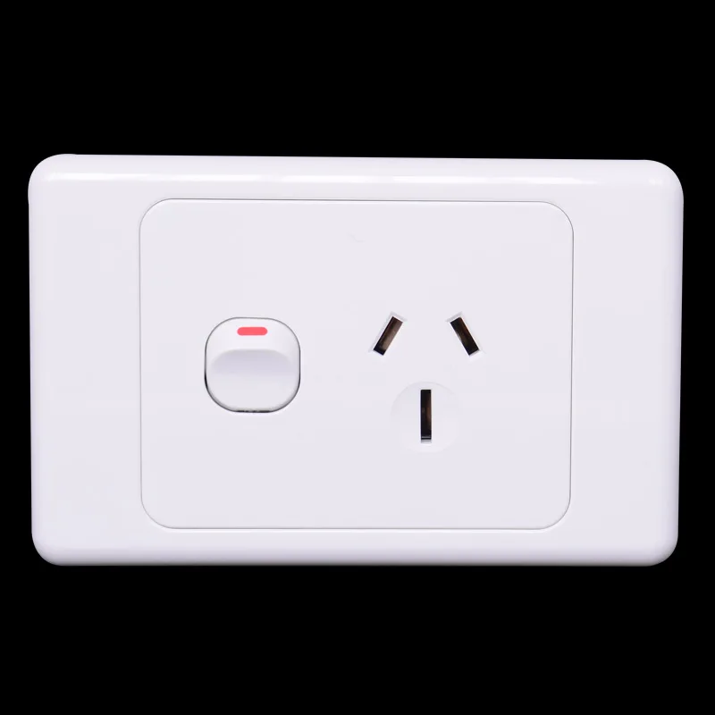 Australian SAA 118 panel wall power socket PC flame retardant conventional wall socket with single switch 250V 15A