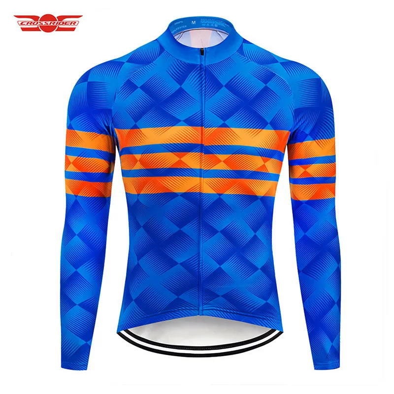 Crossrider 2022 Mens Bule Long  Cycling Jersey Mtb Shirt Moutain Bike Clothing Bicycle Clothes Maillot Ropa Ciclismo Bike Wear