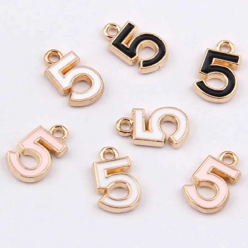 

100pcs 15*9mm Digital 5 Alloy Drop Oil Pendant Boutique Bracelet Necklace Pendant Jewelry Accessories