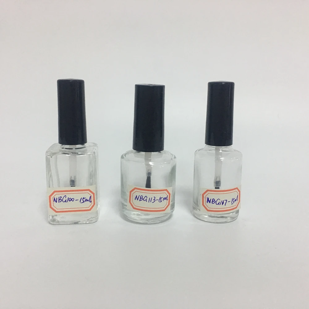 Nail Polish Bottle 15 ml,Empty Clear Glass Gel Container with Black Lid