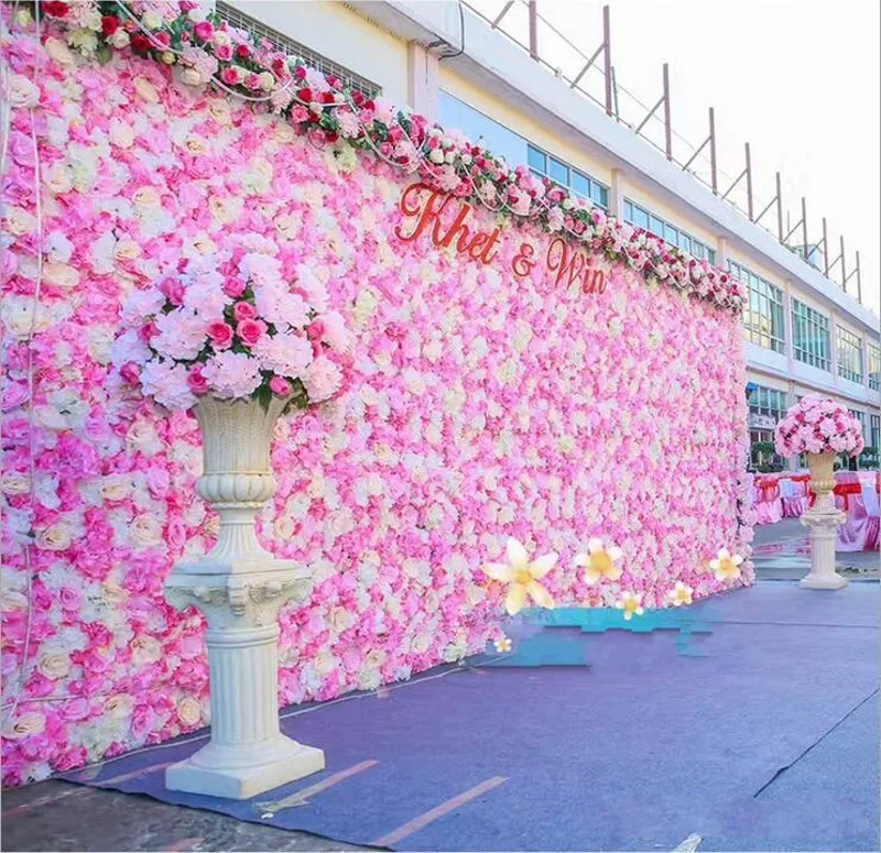 

12pcs/lot 60CMX40CM Romantic Artificial Rose Hydrangea Flower Wall wedding background decoration road lead Home Decor