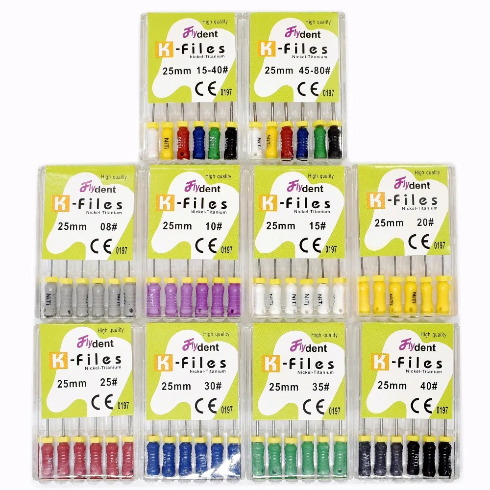 10packs dental NITI K files root canal endo files dental hand files Nickel titanium K H R files small sizes