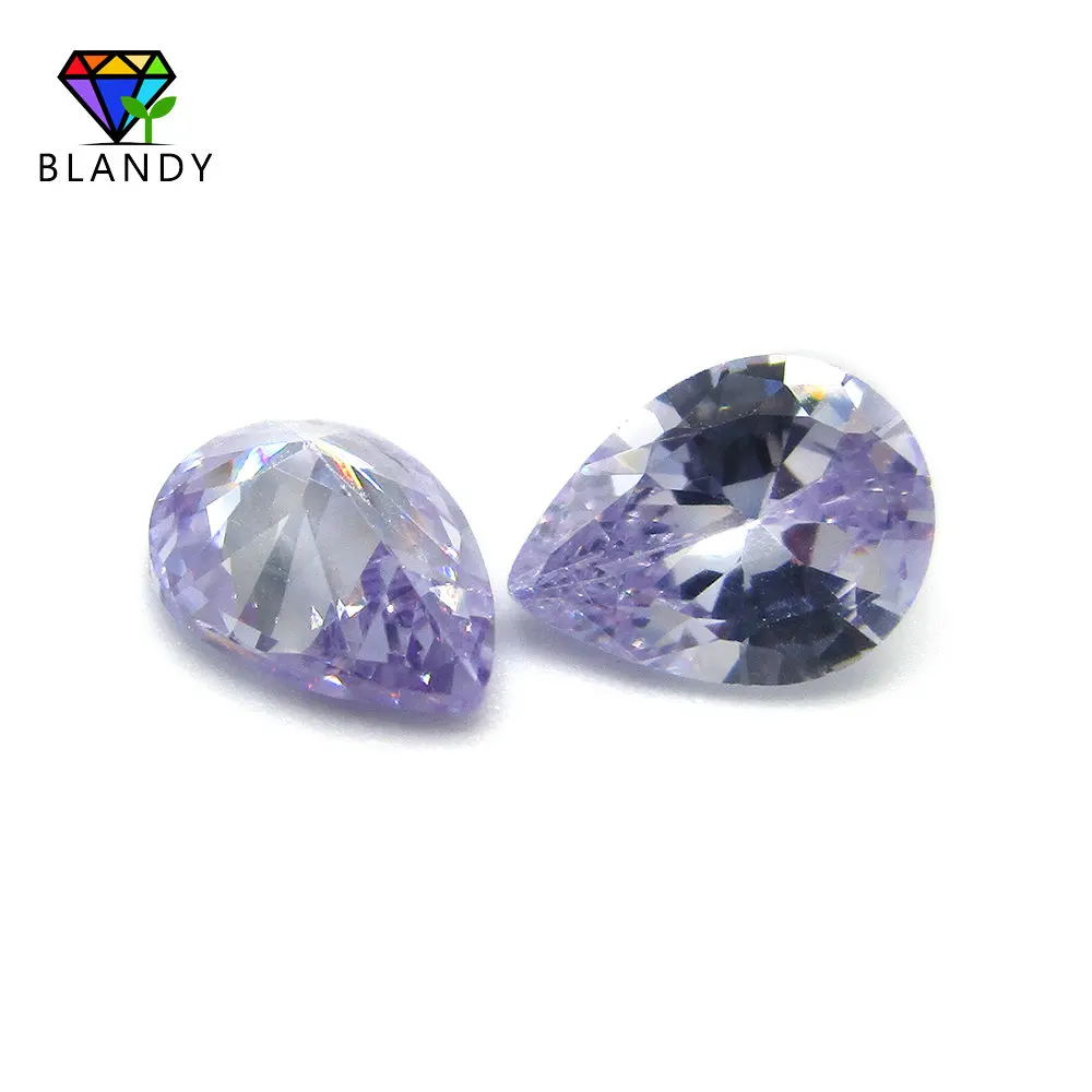 Wholesale Pirce 2x3~13x18mm AAAAA Pear Cut CZ Zircon Gems Lavender Loose Synthetic Cubic Zirconia Stone For Jewelry