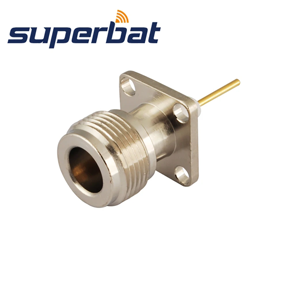 Superbat 10 Uds tipo N 4 orificios montaje en Panel hembra con poste de soldadura 8mm longitud extendida conectores coaxiales RF para componentes electrónicos