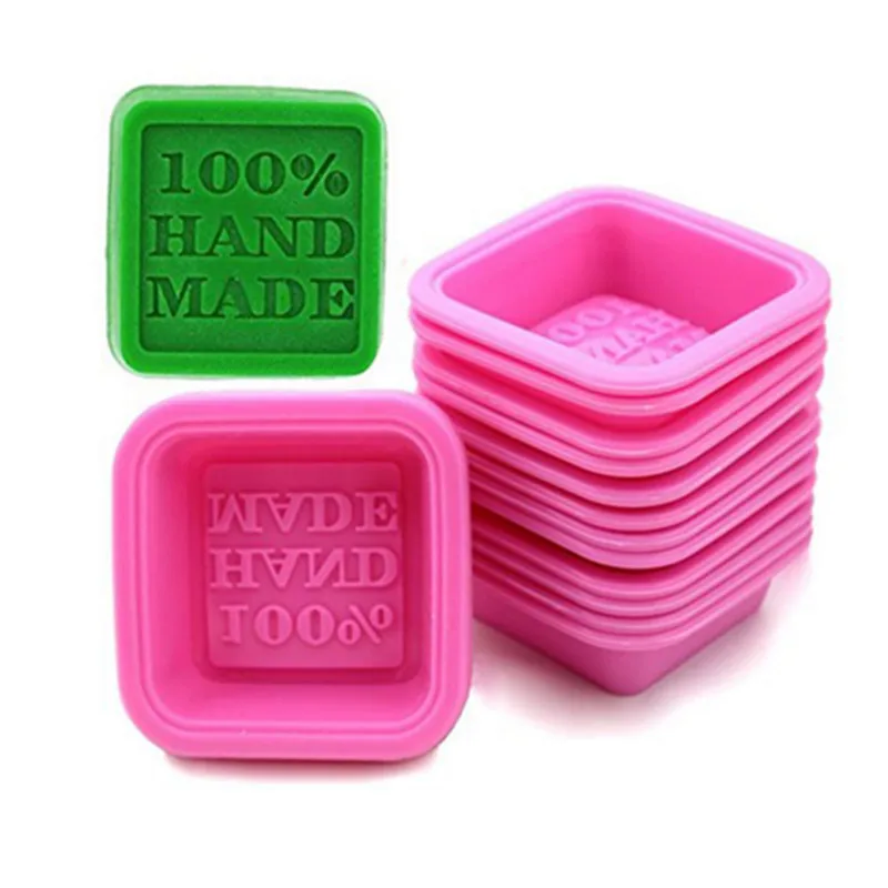 1PC 100% Handmade Square Soap Silicon Mold Flat Bottom Essential oil Toilet Soap DIY Baking Cake Square Mold