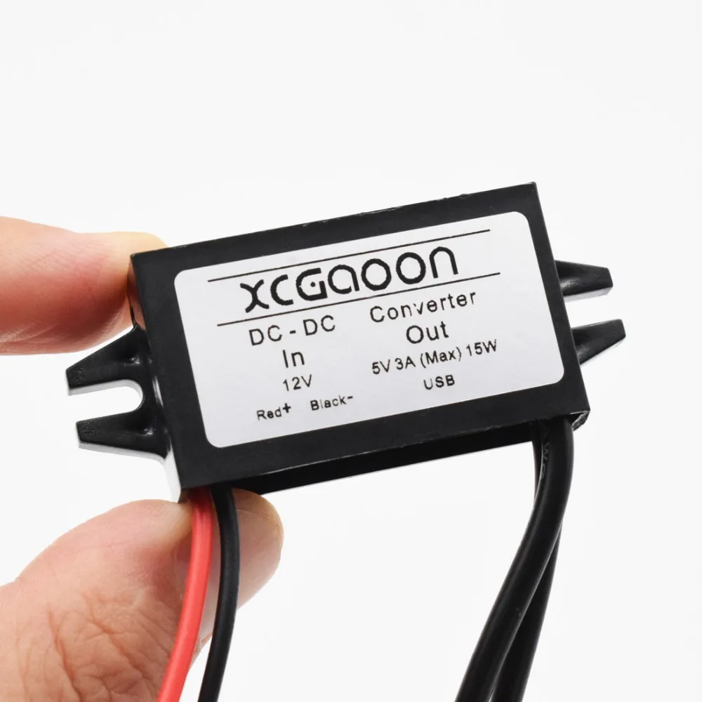 XCGaoon Dual 2 USB DC-DC Car Converter Module Cable With Mounting Hole input DC 12V To USB Ouput 5V 3A 15W Power Adapter