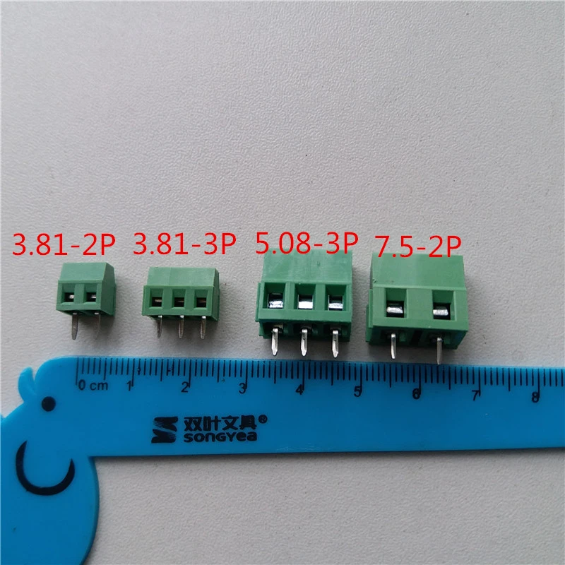 KF128 5.08 Terminal 3.81/5.0/5.08/7.5mm pitch pin posts Green spliced PCB connector with screw