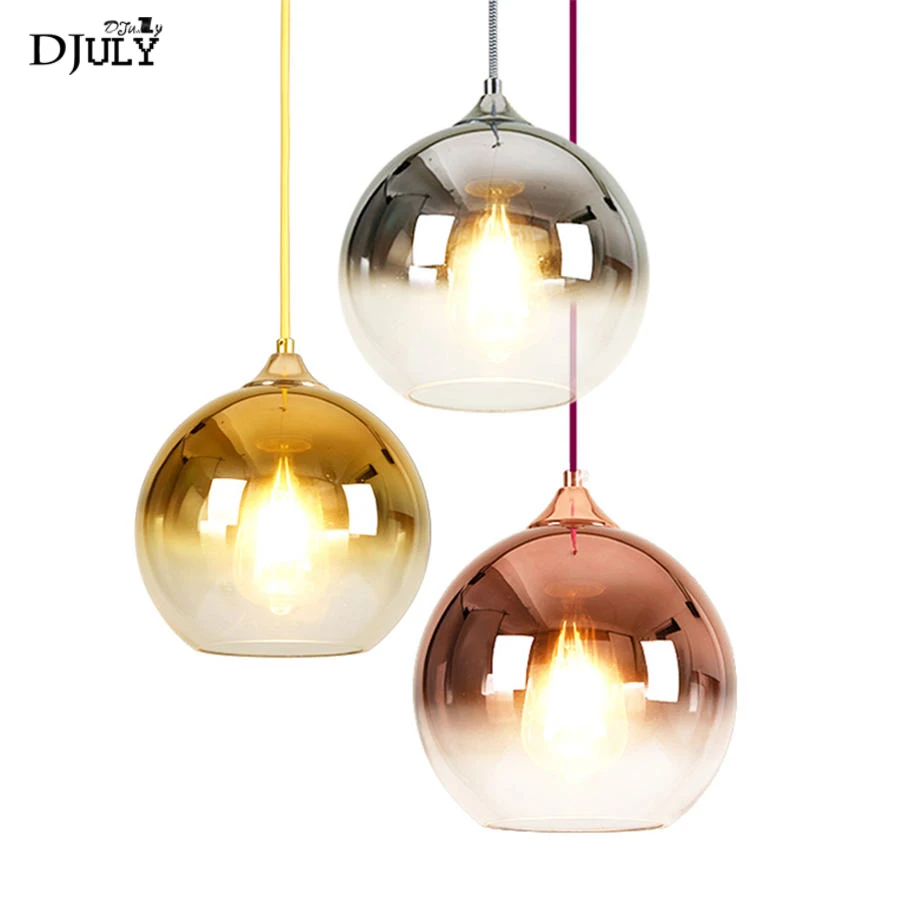 

nordic modern design Gradient colored glass pendant lights for bedroom restaurant bar globe hangng lamp home deco led luminaire