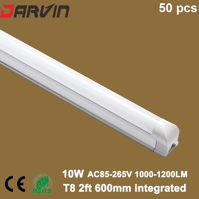 

Free Shipping. Led Tube Lights Integrated T8 2ft 600mm 10W Led Lamp With Clear Cover ,Milky Cover smd2835 Led Light. 50 Pcs/Lot