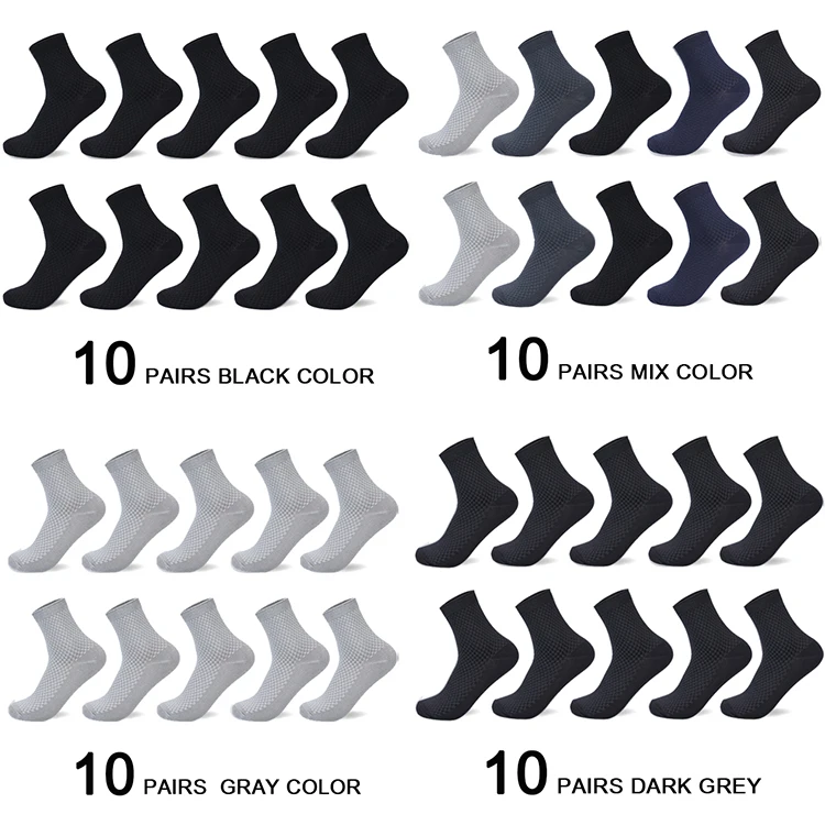 10 Paare/los männer Bambus Faser Socken 2025 Neue Kompression Herbst Lange Schwarz Business Casual Mann Kleid Socke Geschenk Plus größe 42-45 – Detail 15