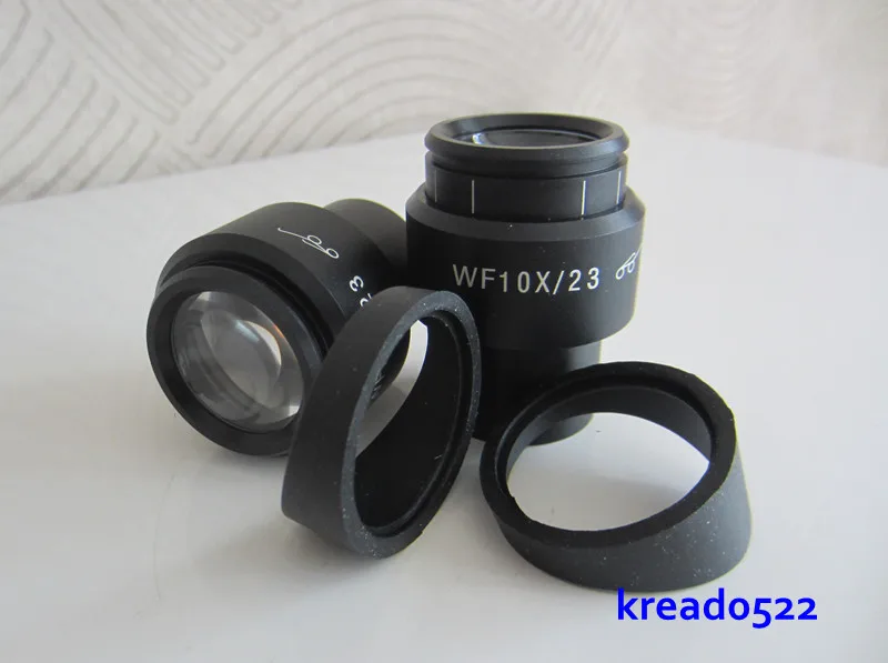 WF10X 23mm High Eyepoint Wide Angle Optical Zoom Adjustable Eyepiece Lens for Stereo Microsco with Rubber Plastic Eye Guards