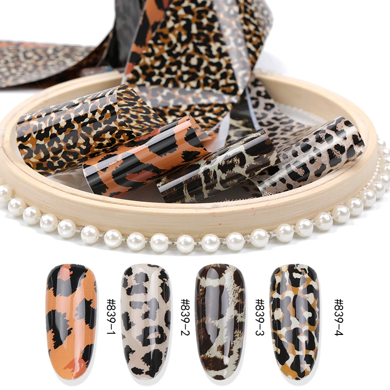 1 roll of 3D leopard nail transfer sticker star animal glue nail envelope sticker 3D decoration tips manicure