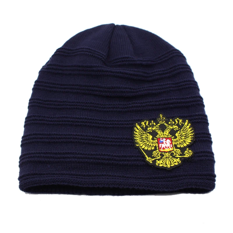 Winter Knitted Hat Russian Emblem Skullies Beanies Winter Hats For Men Women Brand Caps Warm Baggy Gorras Bonnet Cap Hat 2018