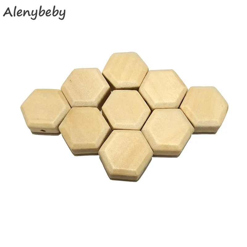 

Wood Hexagon Beads Teether Unfinished Solid Wood Beads For Jewelry Necklace Creations DIY Craft and Building Projects