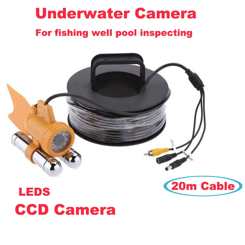 20meter Waterproof Underwater Fishing Camera Video Fish Finder Ice Fishing Camera with 24pcs White Leds