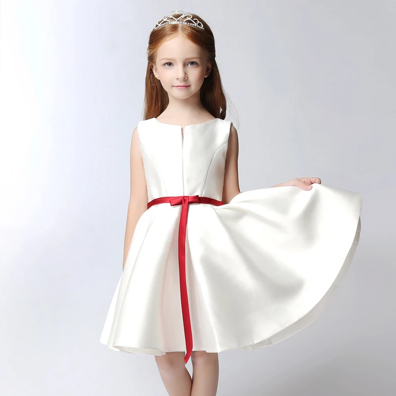 Suosikki Nóng bán Hoa Girl Rước Dress A-Line satin dresses dễ thương bow A-Line cô gái dress Pageant Gowns