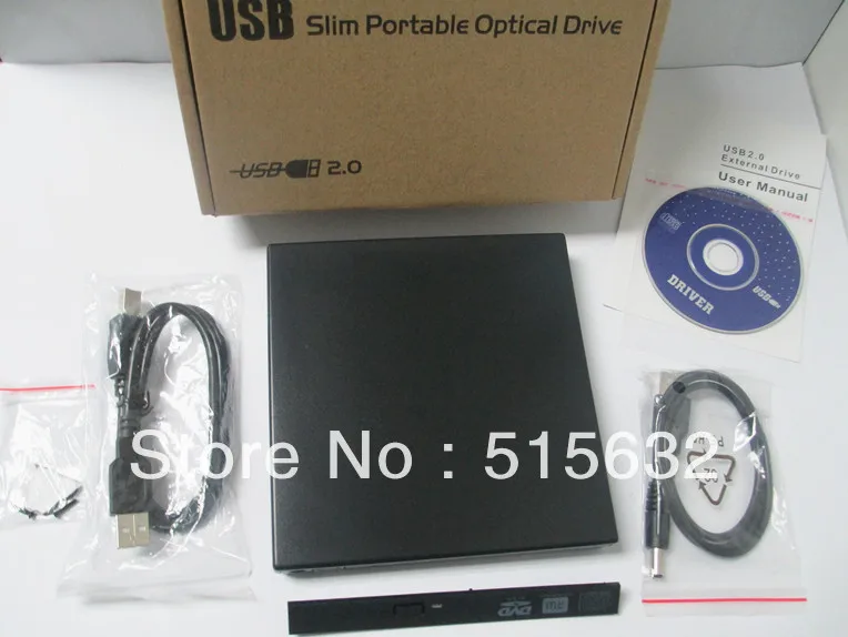 새로운 USB 2.0 슬림 외장 케이스 인클로저 12.7mm Sata Cd DVD Rw 버너 드라이브 + 12.7mm HDD 하드 드라이브, 광학 베이 캐디