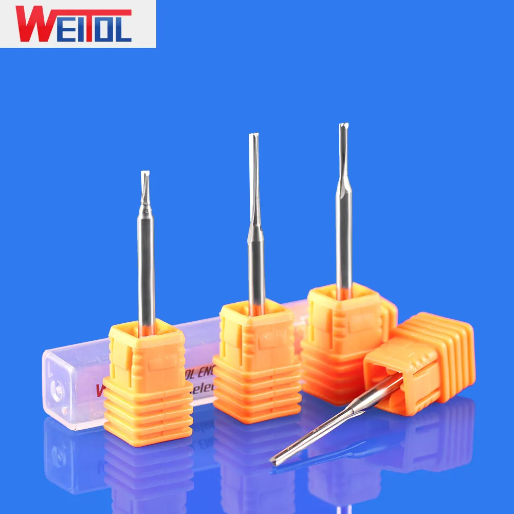 WeiTol 5A 3.175mm Shank Tungsten Steel Milling Cutter for Wood MDF Plastic 2 Flutes Straight Bits