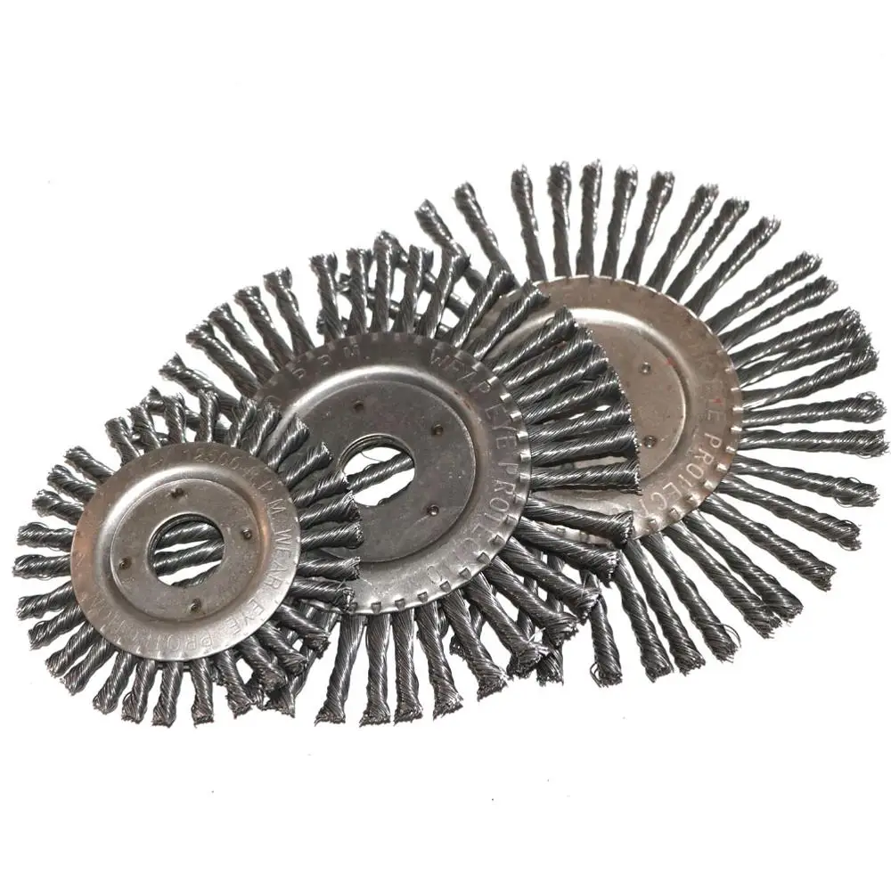 Imagem -04 - Torção de Aço Fio Plano Roda Escova Atada Torção Frisado Fio Roda Escova para Moedor Ângulo 1pc 4inch5