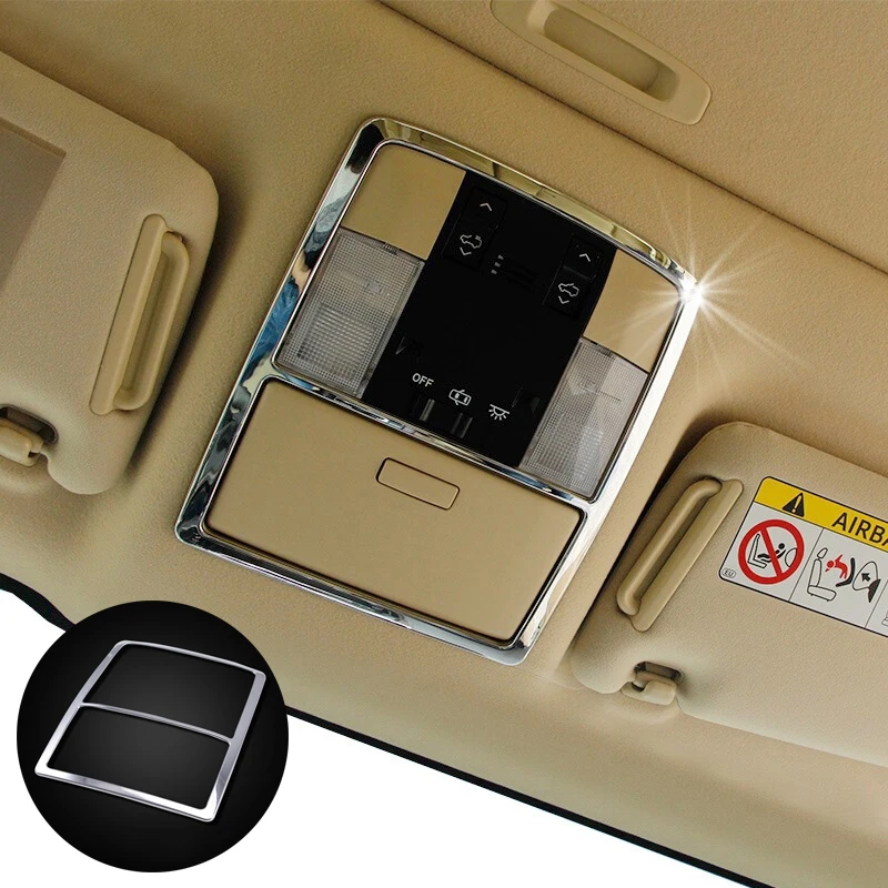 For Toyota Land Cruiser Prado J150 2010-2018 ABS Chrome/Wood Car Front Interior Reading Lamp Cover Trim Styling Accessories 1PCS