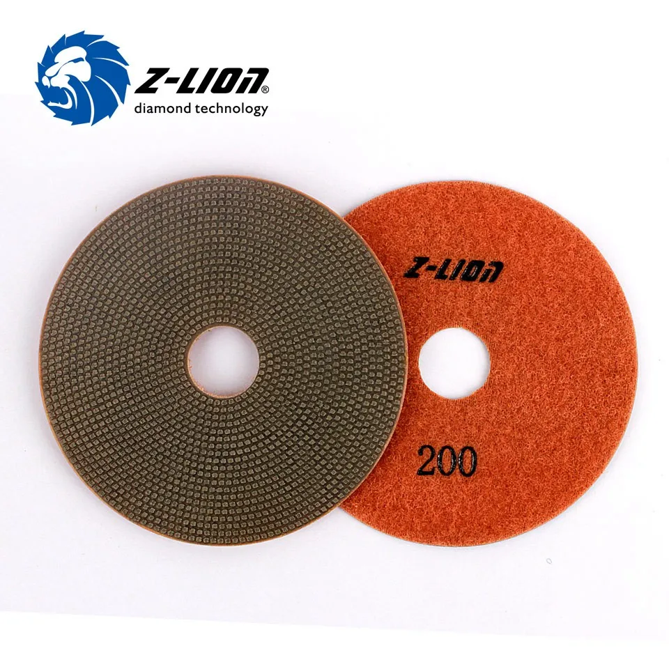 Z-LION 4'' 1 Piece Electroplated Diamond Polishing Pads 100mm Soft Sharp Grinding Disc Wet Use For Concrete Granite Marble Glass