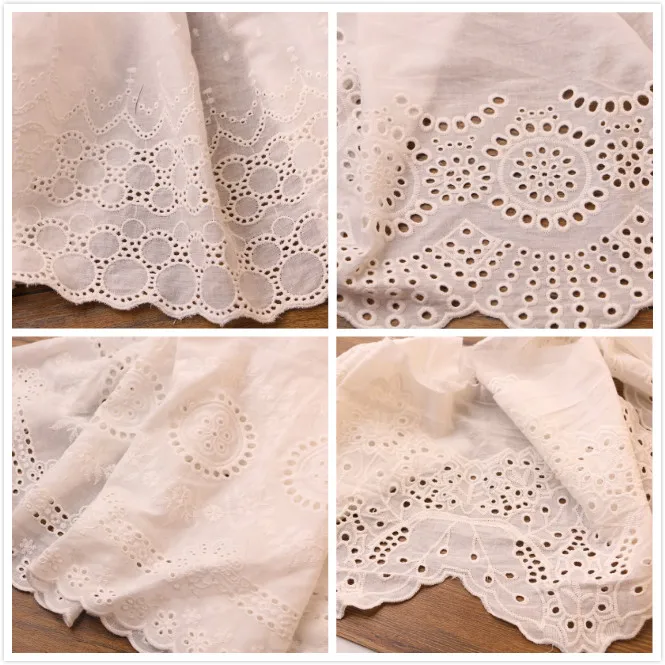 1 Yards24-33cm white  embroidered Cotton lace Sewing Accessories craft Handmade for clothing bag wedding Decoration