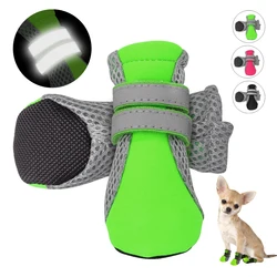 4pcs Reflective Dog Shoes No-Slip Waterproof Boots Breathable Rain Wear Paw Protector Outdoor Sock for Small Medium Dogs