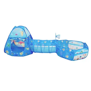 3 in 1 Set Foldable Large Pool Kids Crawling Tunnel + Play Tents + Baby Ocean Ball Pool Children Play Toys Kids Playhouse Set