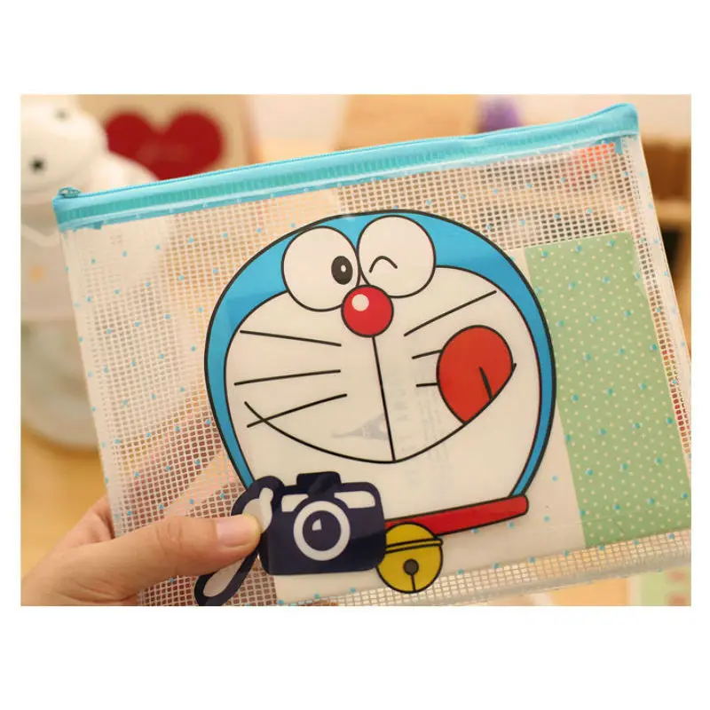 15Pcs/Lot 3 Different Size Transparent PVC File Holder Cute Robot File Bag Storage Box Holder Plastic Cosmetic Bag Student
