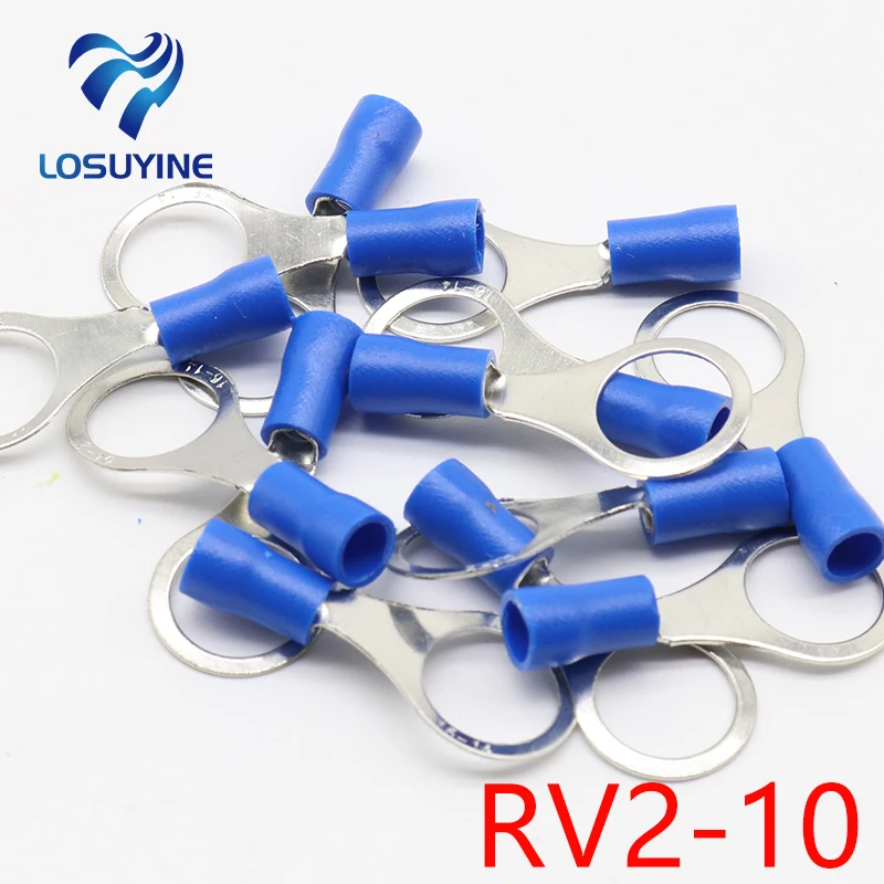 RV2-10 Blue Ring insulated terminal Cable Wire Connector suit 1.5-2.5mm cable Crimp Terminal 100PCS/Pack RV2.5-10 RV