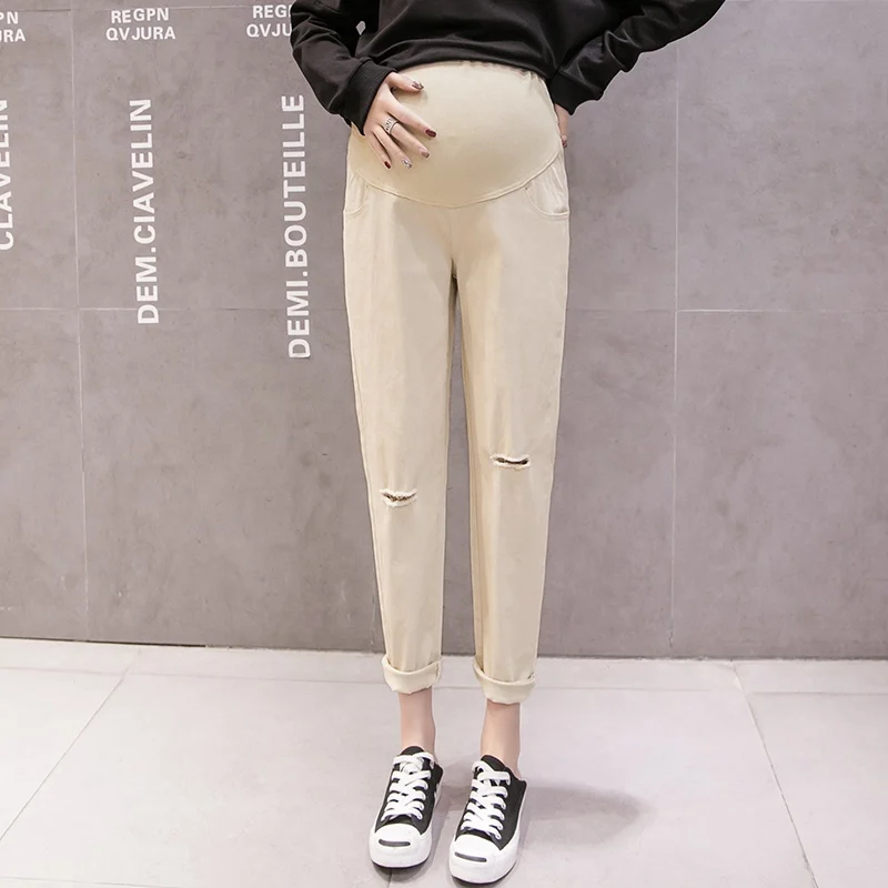 New Korean version of spring and summer pregnant women nine pants cotton stretch loose nine pants pregnant women wear