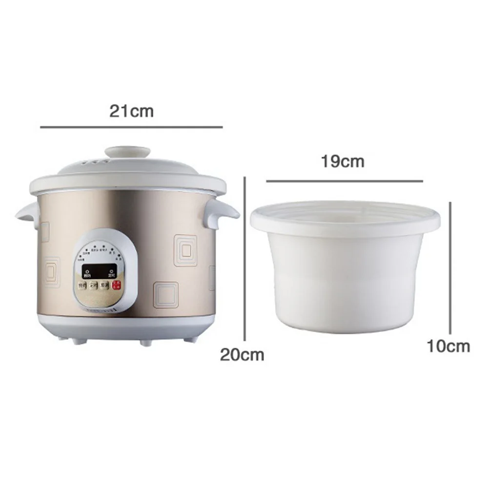 DMWD-마이크로 컴퓨터 제어 1.5L, 전기 스튜 냄비 5 메뉴 세라믹 전기 슬로우 쿠커 죽 냄비 9 시간 예약 220V
