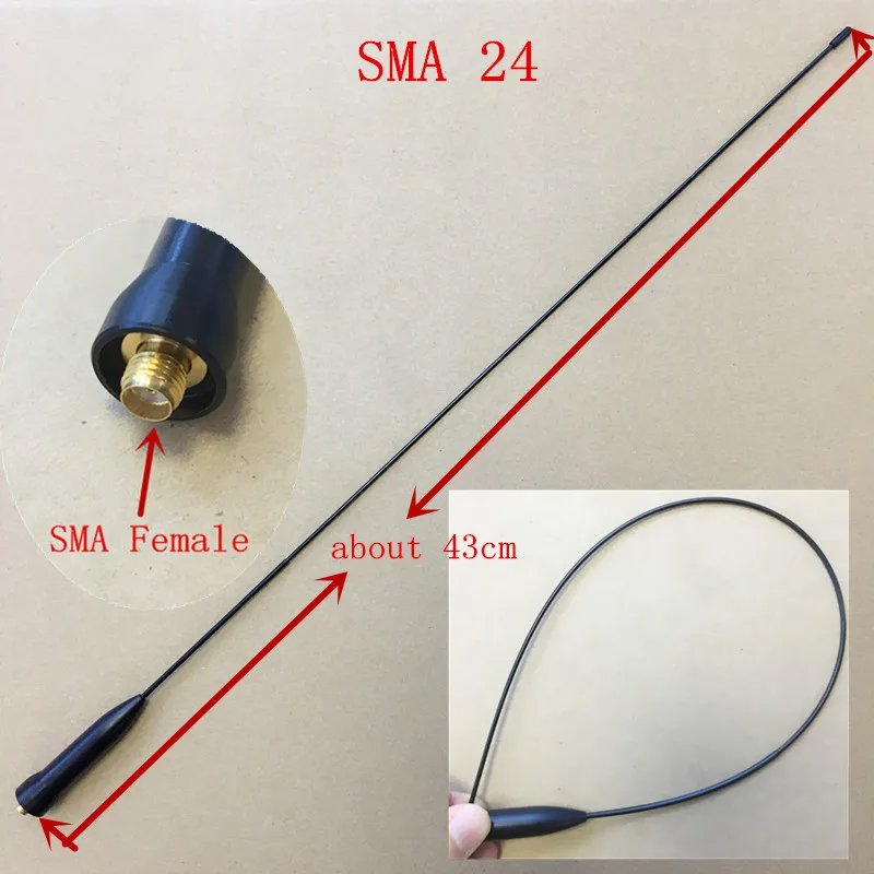 High gain thin soft long UV Dual Band SMA Female antenna for Kenwood Baofeng Wouxun Puxing Weierwei  Quansheng made in taiwan