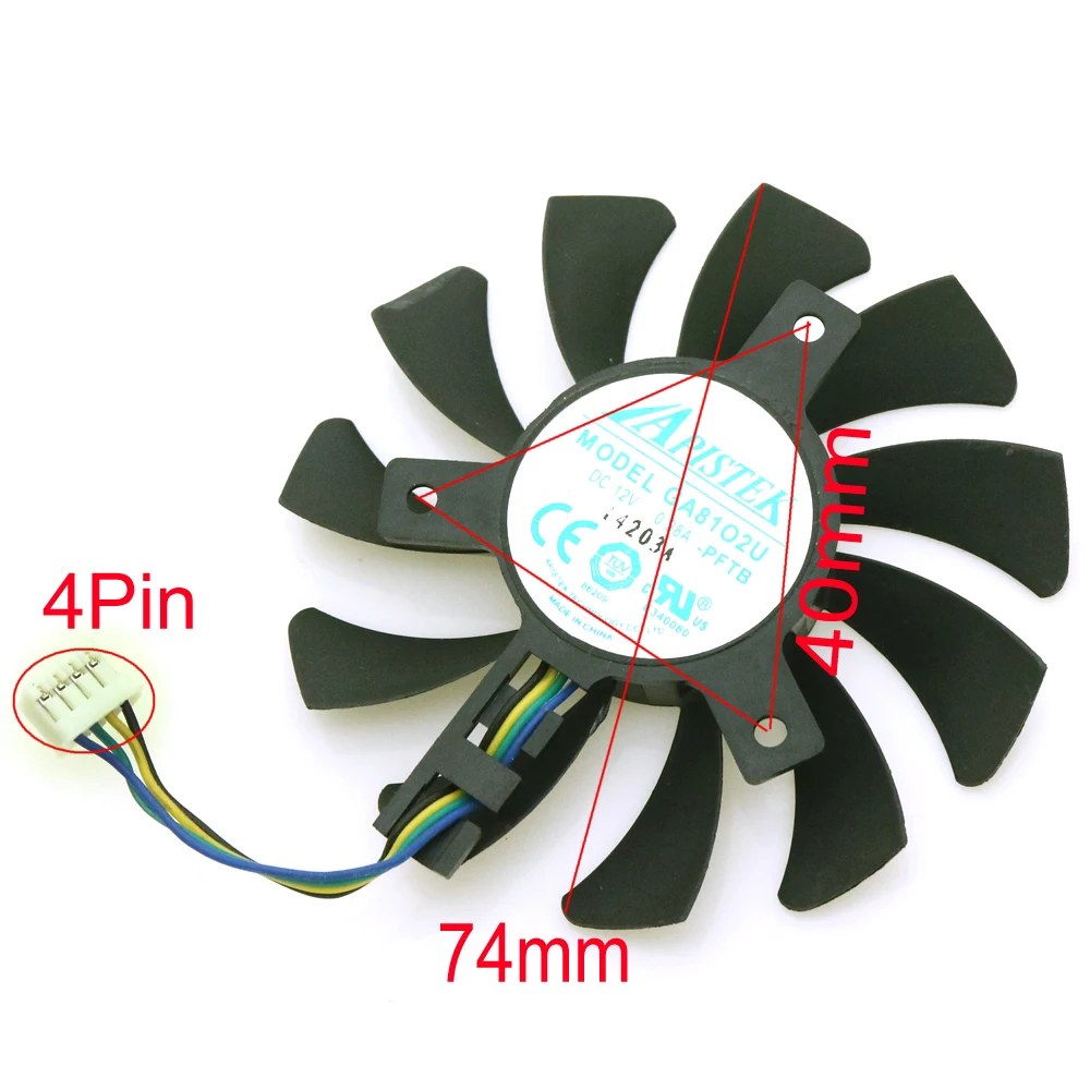 GA81O2U 74mm 40*40*40mm 12V 0.38A 4Pin VGA Fan Graphics Card Cooler Cooling Fan