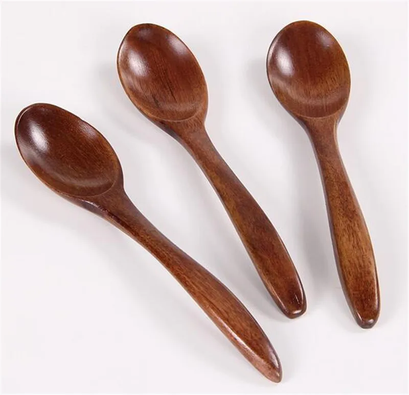 100pcs Natural Wood Spoon Eco-Friendly Tableware Dining Soup Tea Honey Coffee Spoon Kitchen Accessories